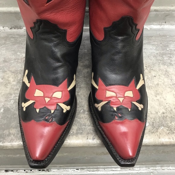 NWT RARE LIBERTY BOOT COMPANY Custom Handmade Bad Kitty Cowboy Boots - Picture 7 of 16